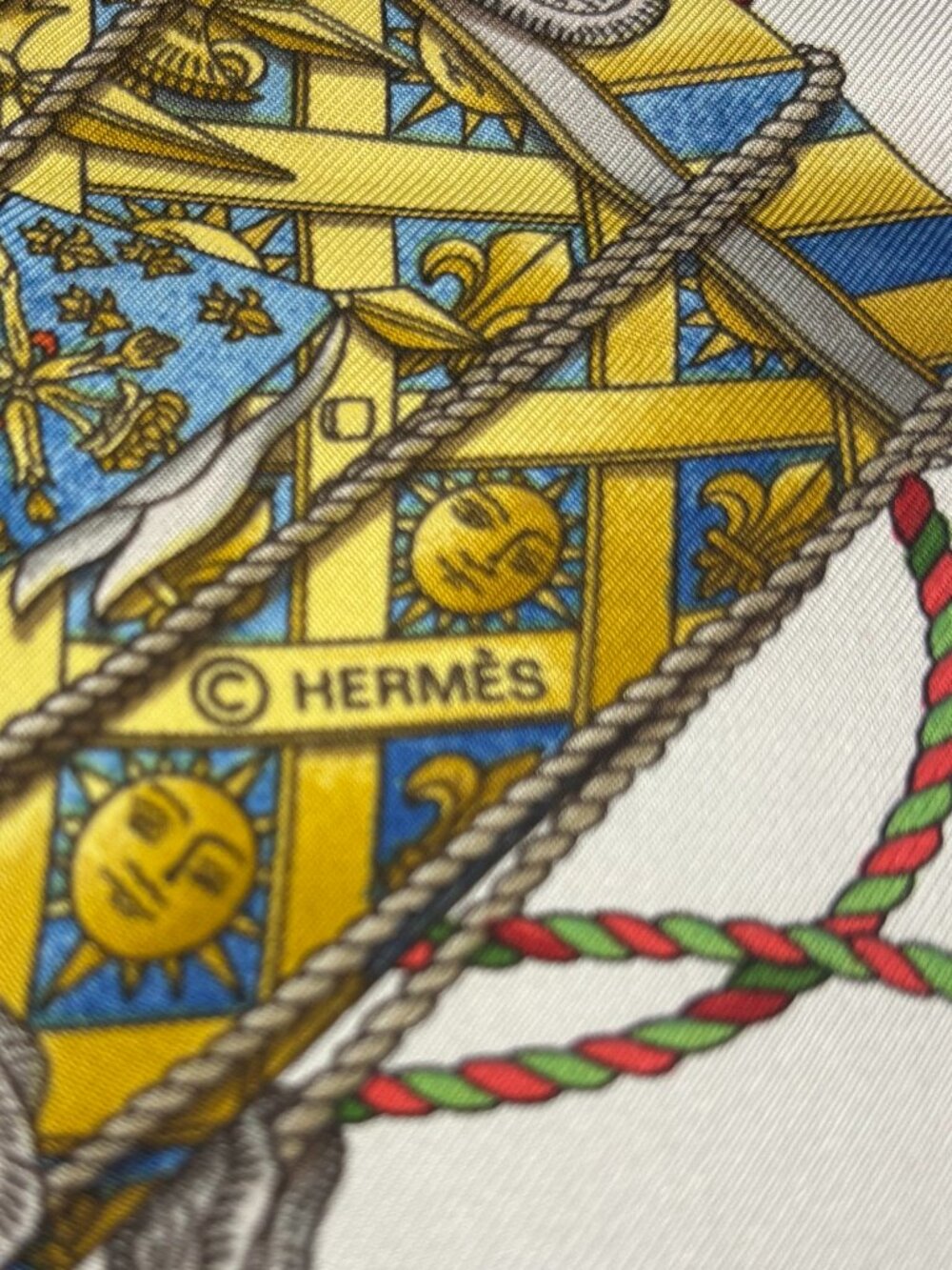 Authentic HERMES Carre 90 Scarf "LES TAMBOURS" Silk Red